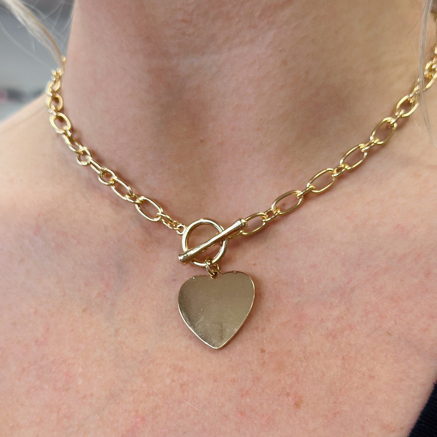 Gold Heart Chain Necklace