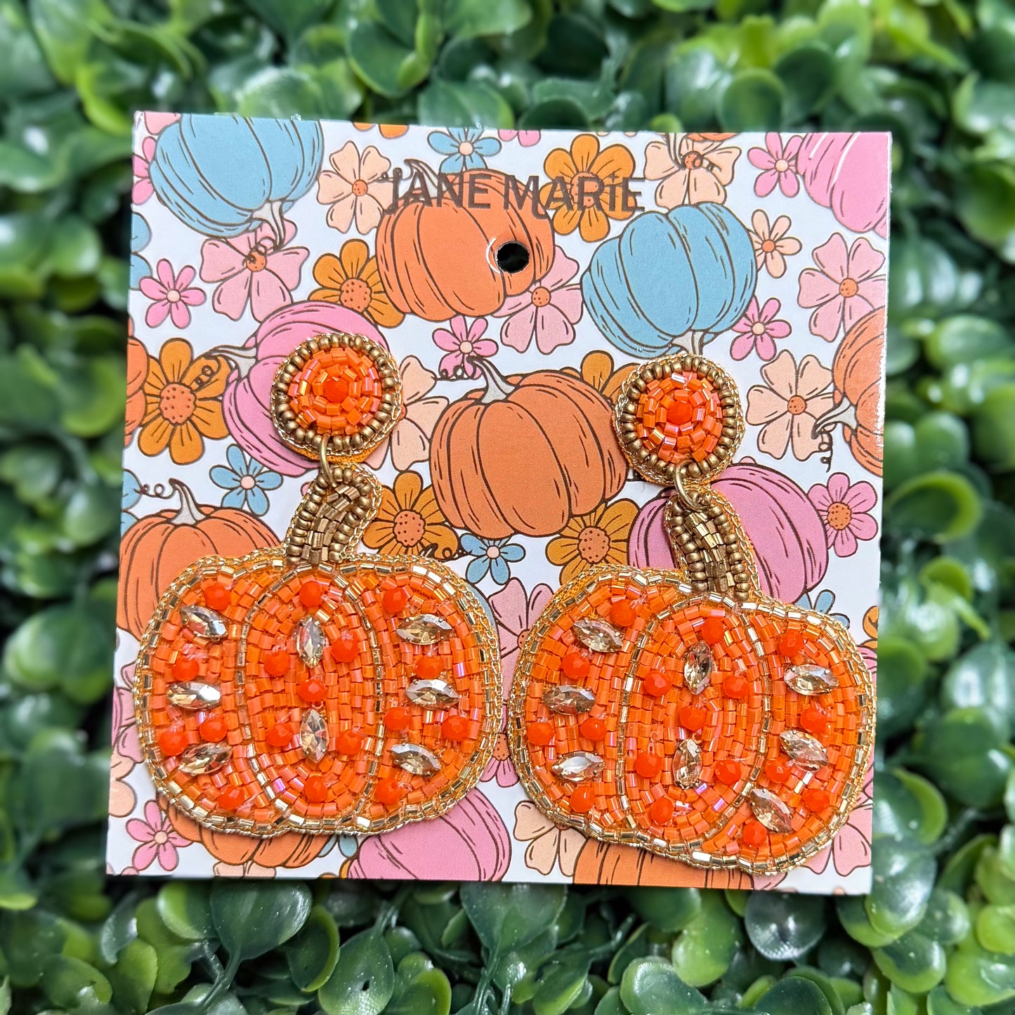 Jane Marie Single Pumpkin Beaded Earring