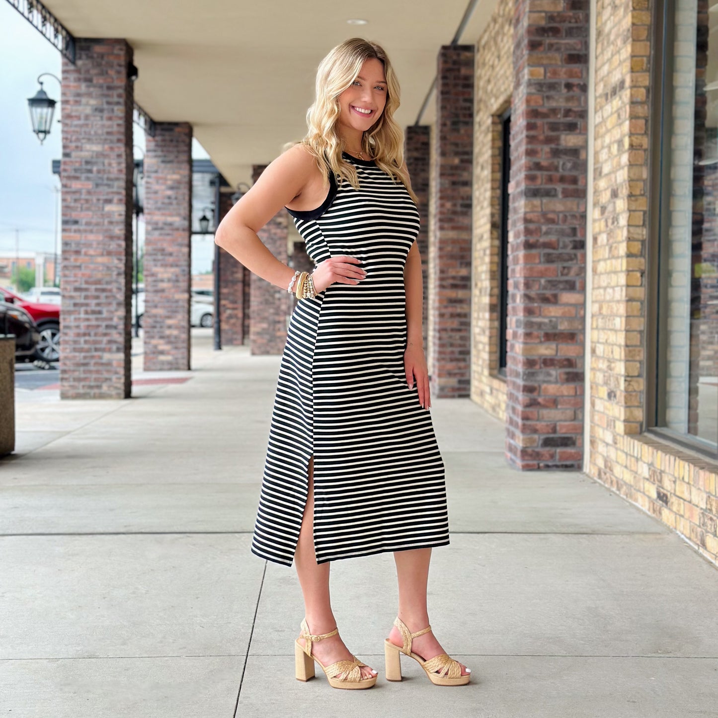Stripe Maxi Dress in Black