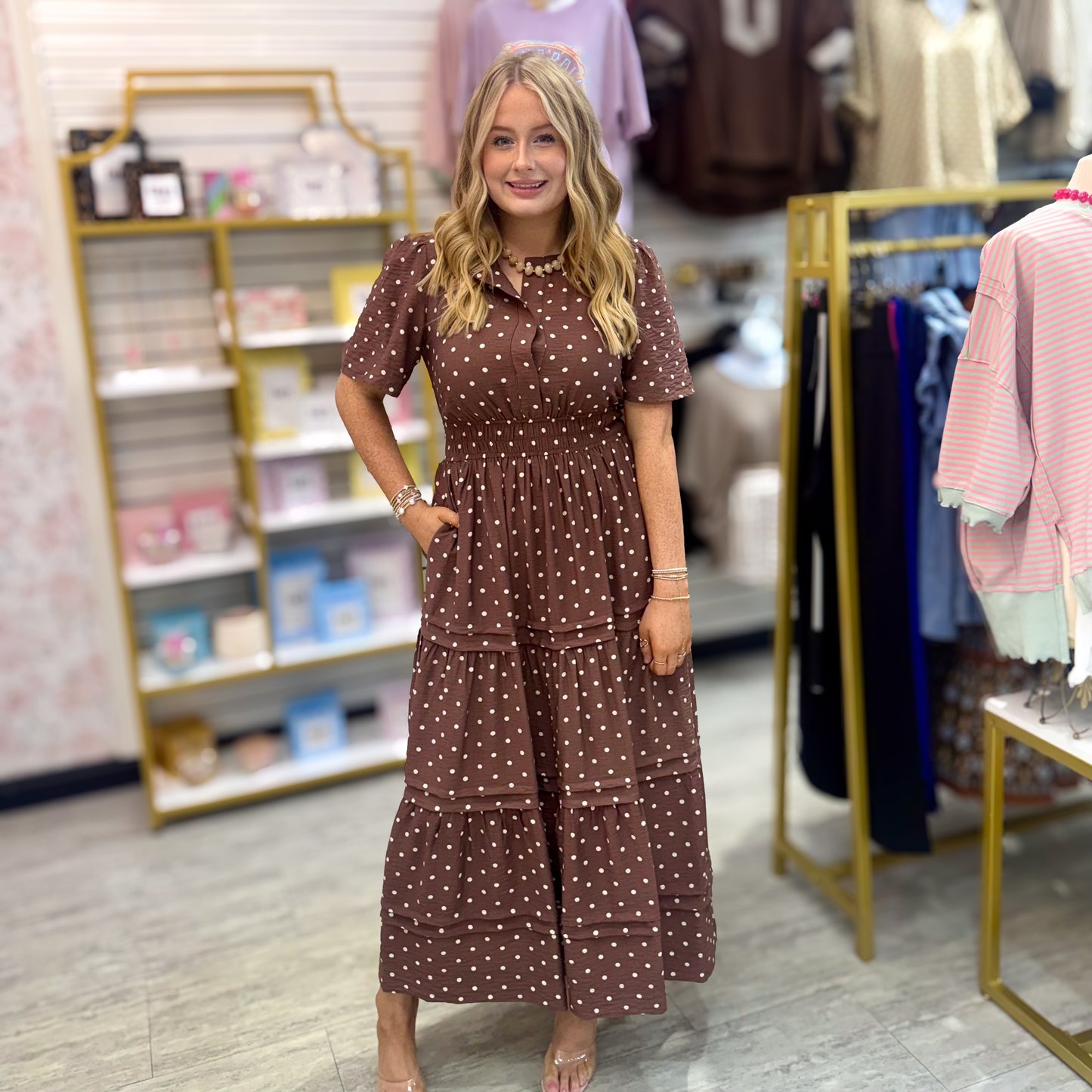 Cocoa Dot Pocket Dress