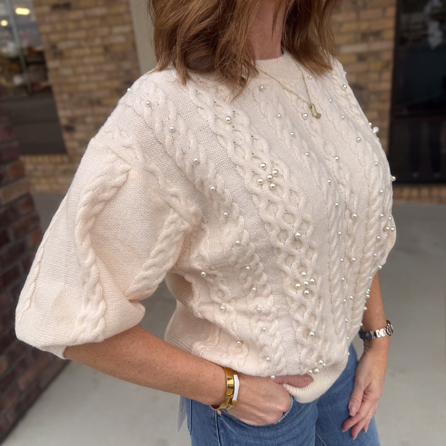 Sugar Pearl Knit Sweater