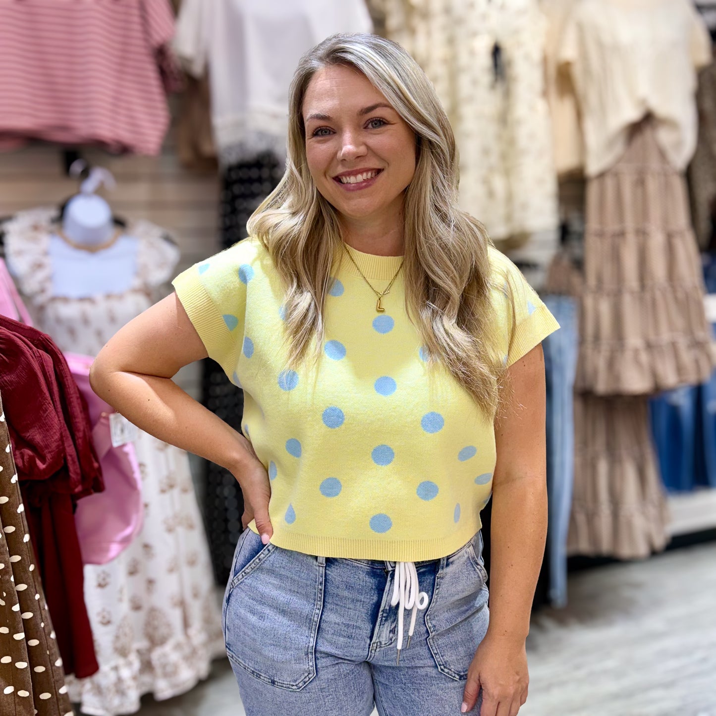 Sunshine Days Polka Dot Top