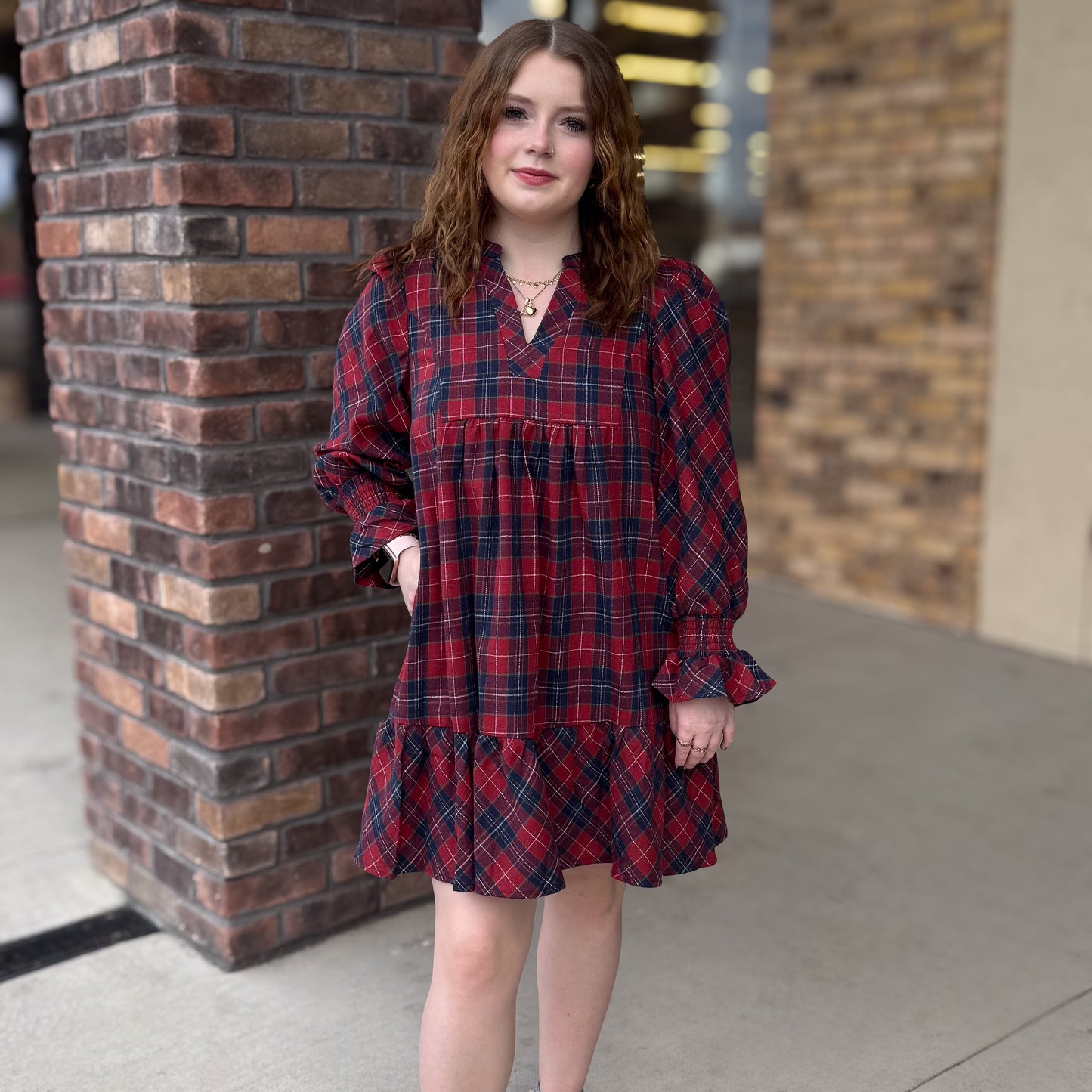 Christmas Plaid Mini Dress