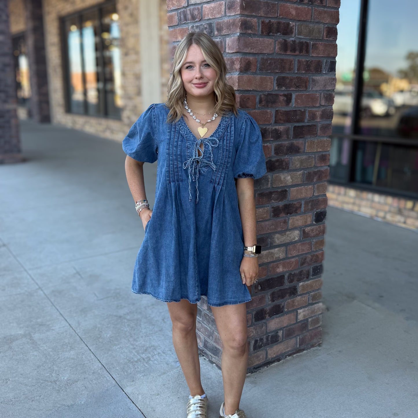 Front Tie Fun Denim Dress