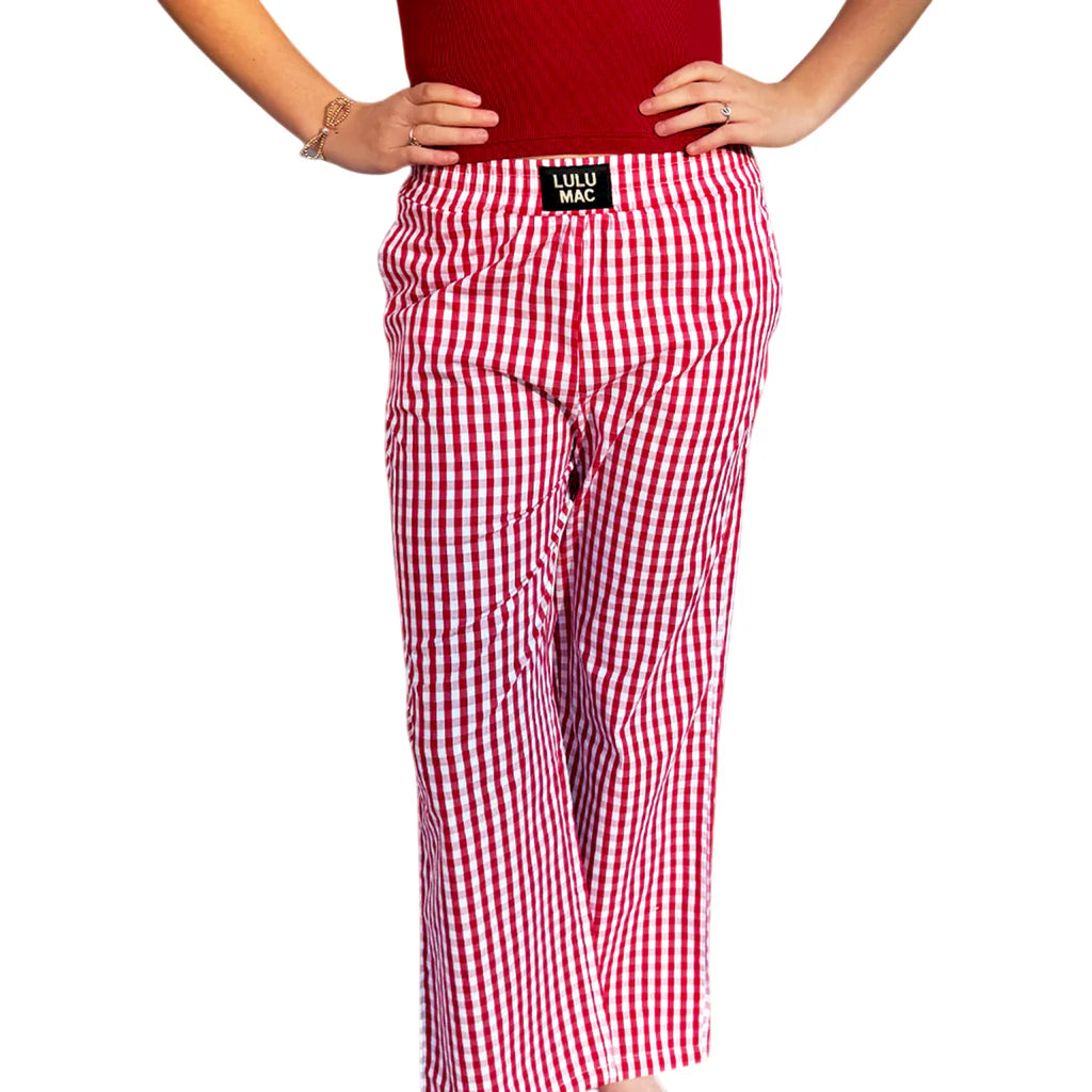 Lulu Mac Gingham Pant: Red
