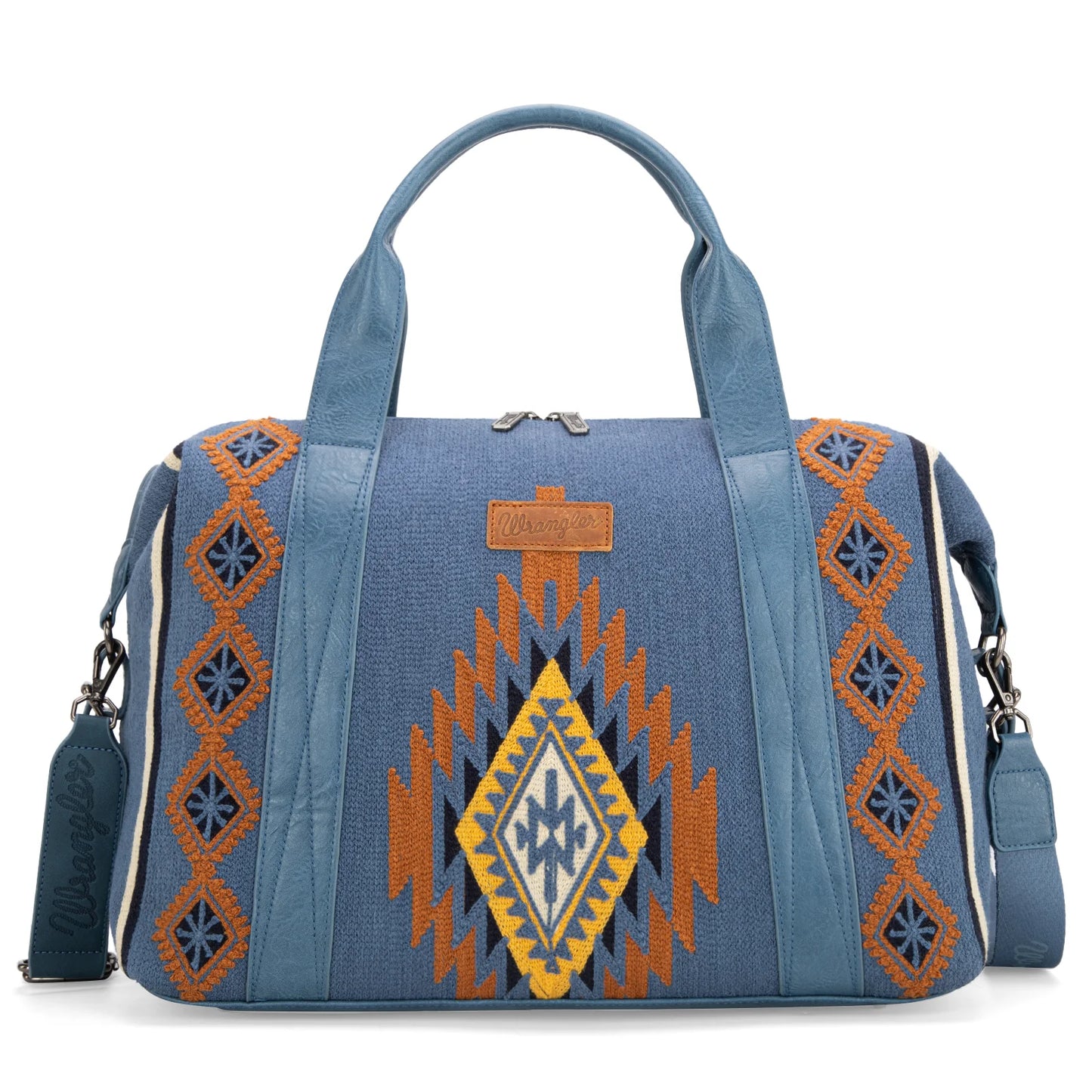Wrangler Southwestern Print Duffle Bags- Blue, Pink, Brown