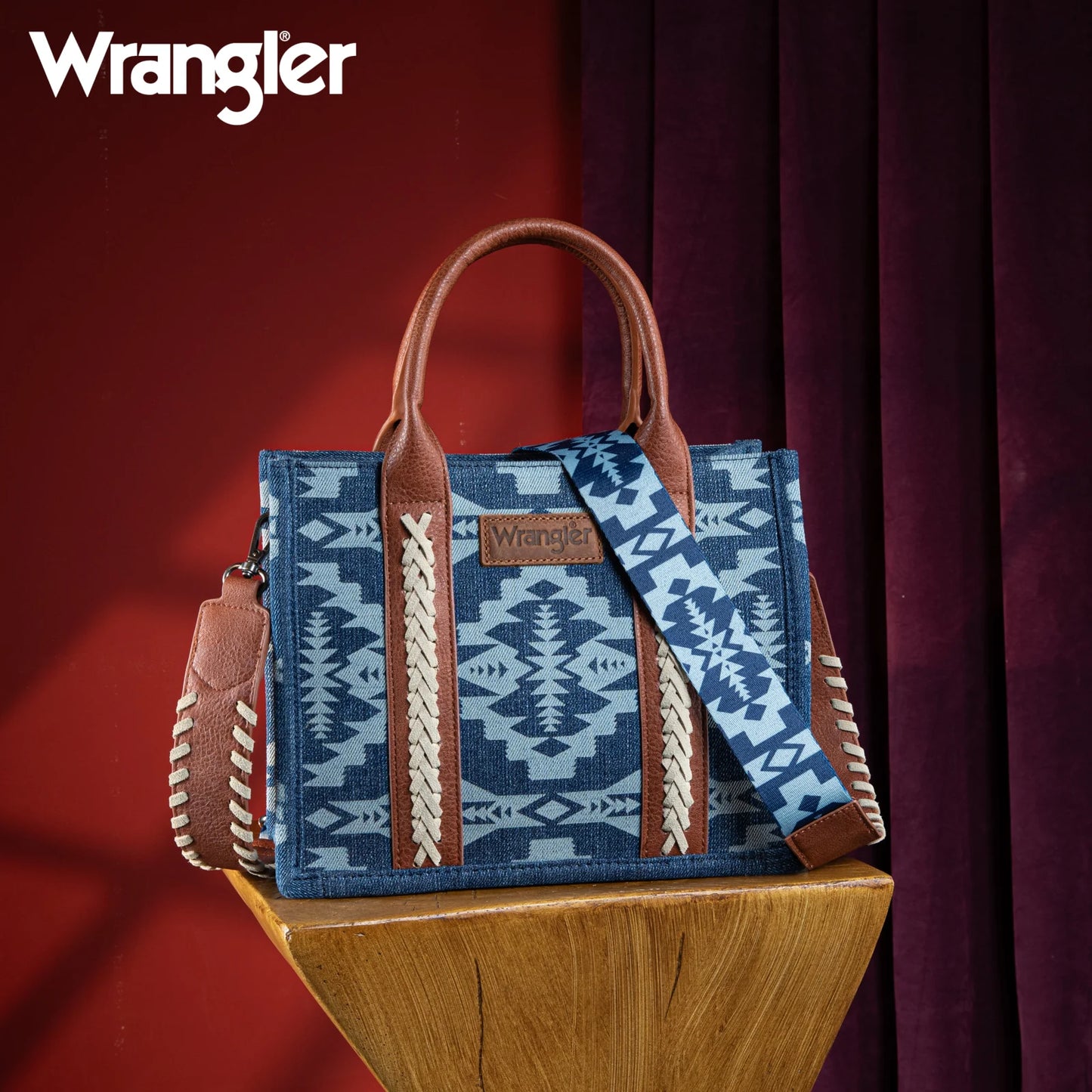 Wrangler Southwestern Print Small Canvas Tote/Crossbody - Jean
