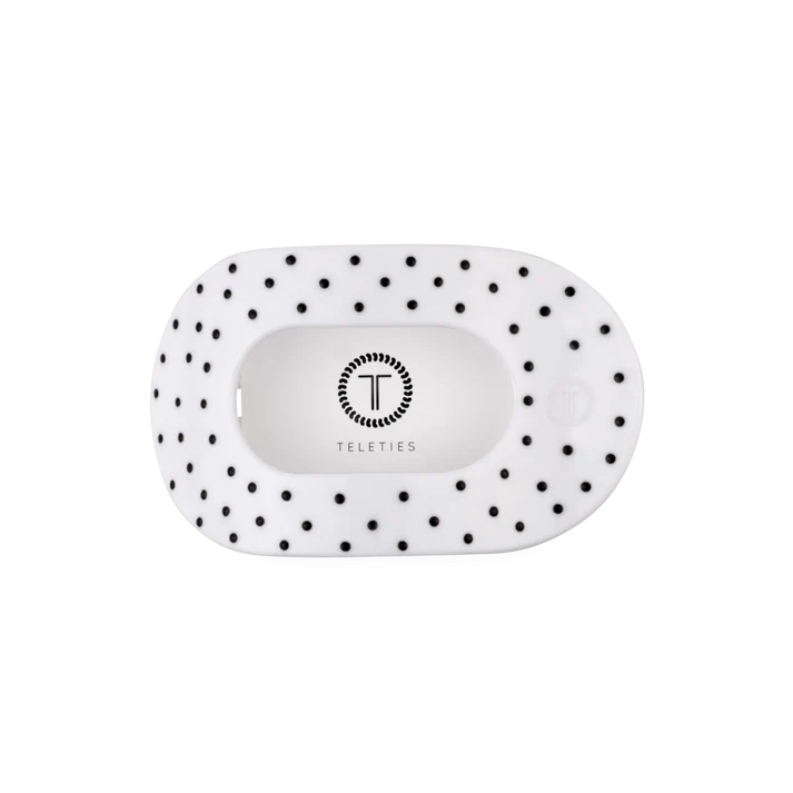 Teleties White Polka Dot Flat Round Clip