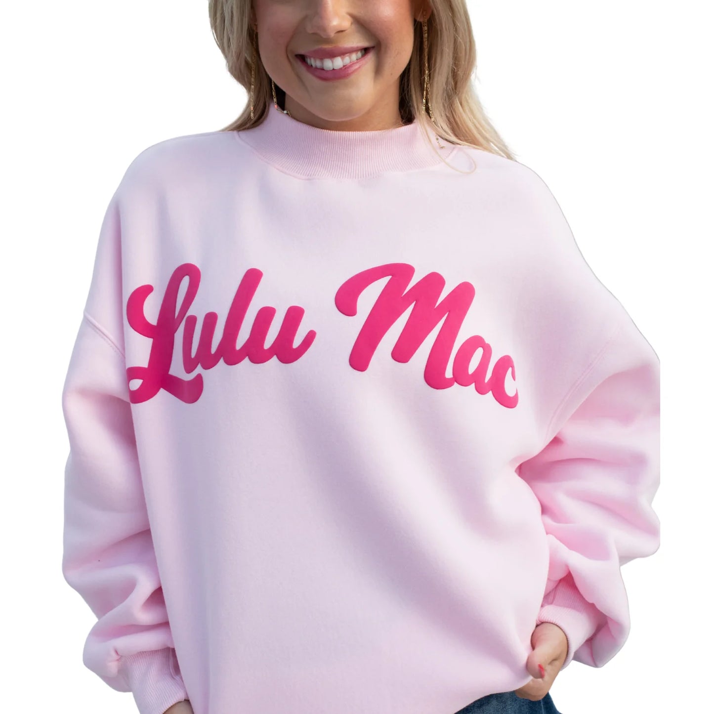 Lulu Mac Script Sweatshirt: Light Pink
