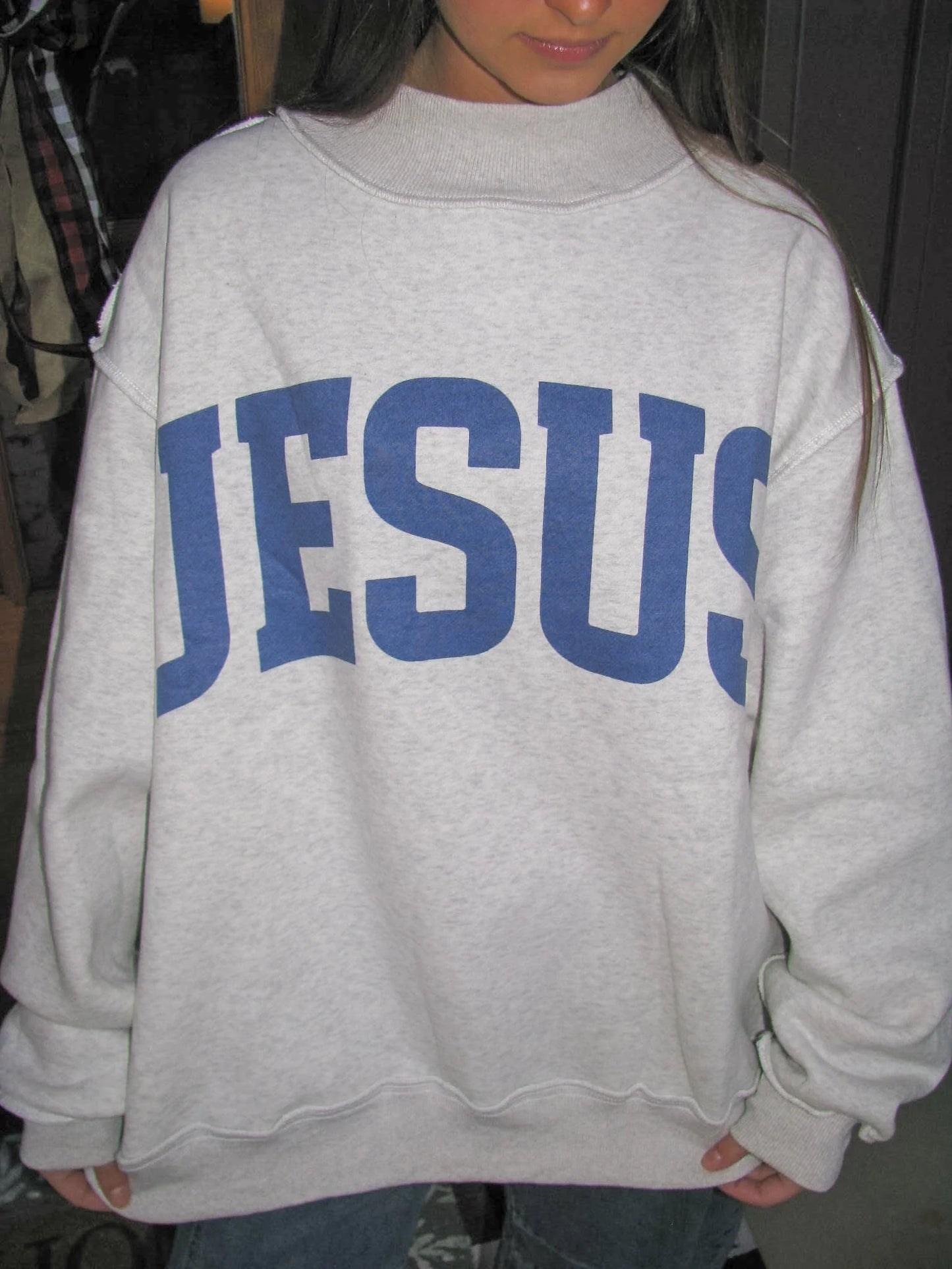 Reversible Mock Neck Jesus Sweatshirt