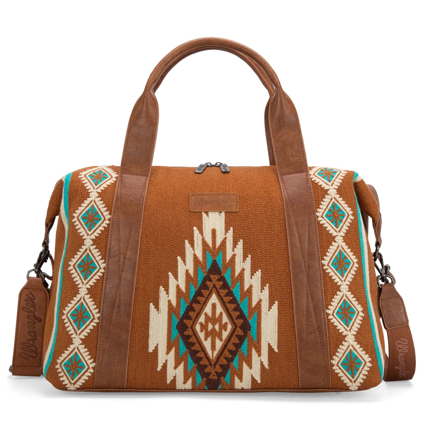 Wrangler Southwestern Print Duffle Bags- Blue, Pink, Brown
