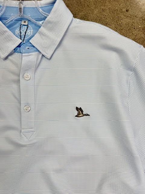 Roost Mallard Polo: Blue/White Stripe