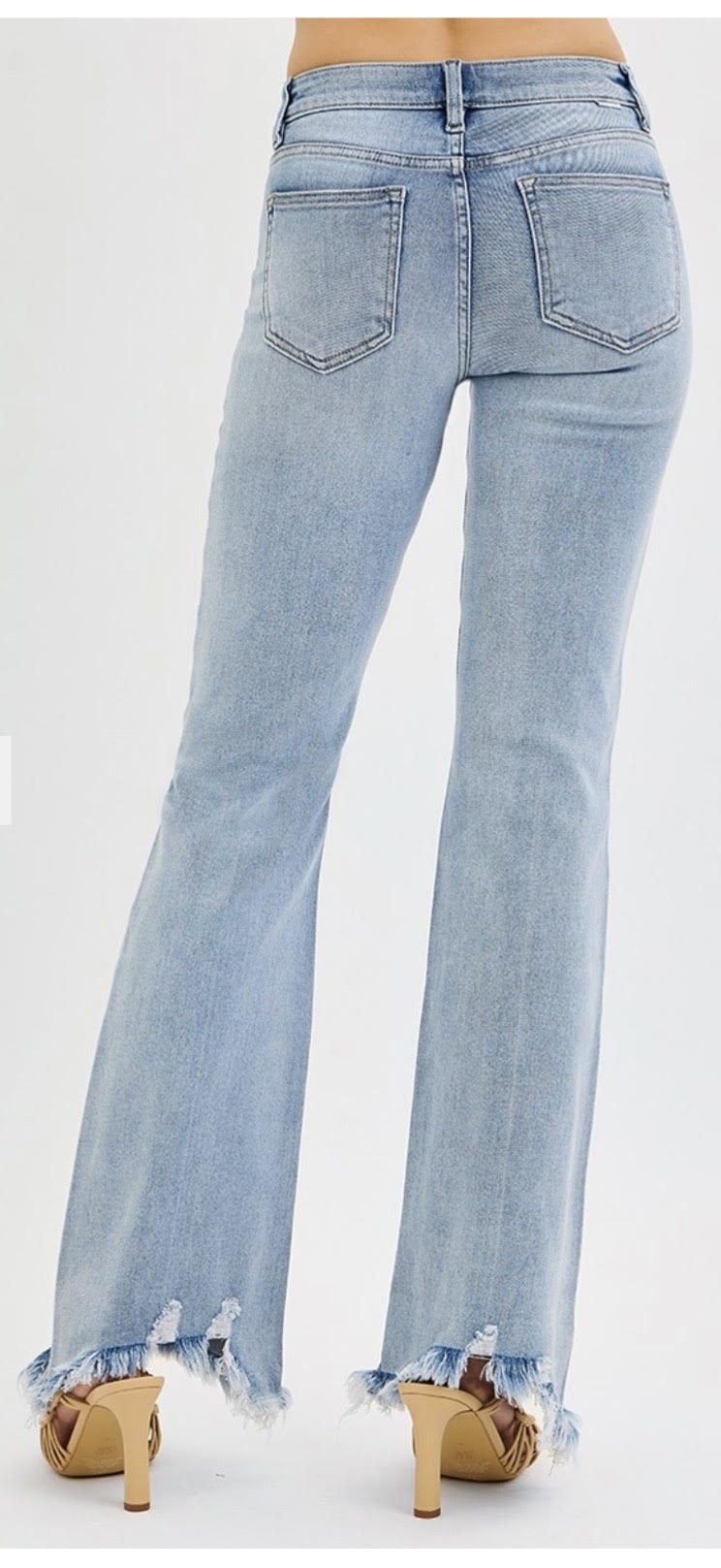 Risen Tummy Control Mid Rise Flare-Fray Hem Jean