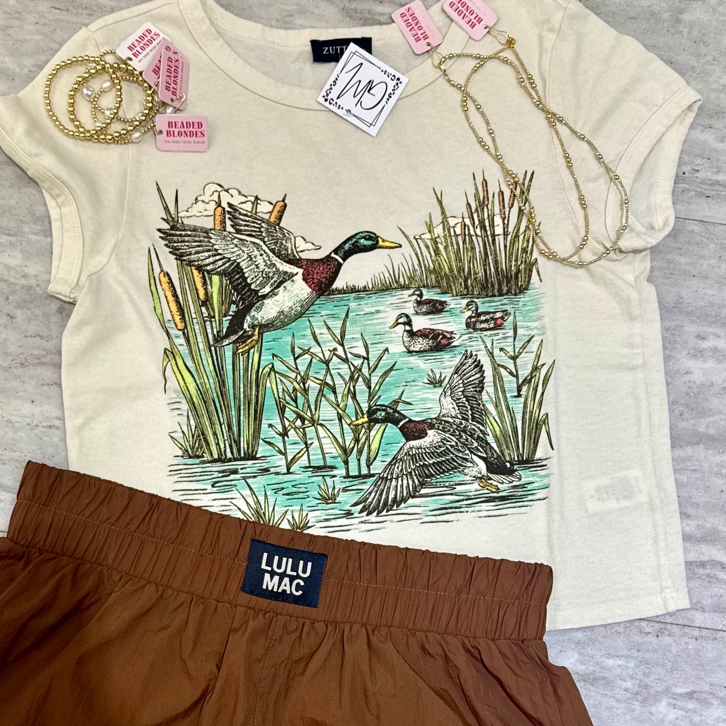 Cream Mallard Baby Doll Tee