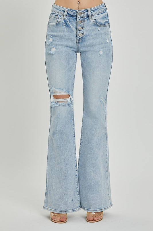 Risen Mid-Flare Button Down Jean-Light Wash