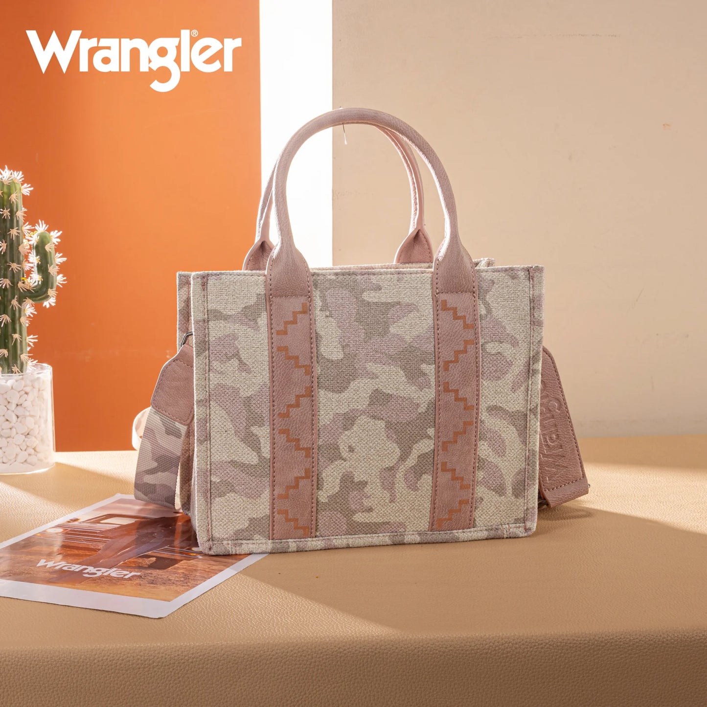 Wrangler Pink Camo Tote/Crossbody - Pink