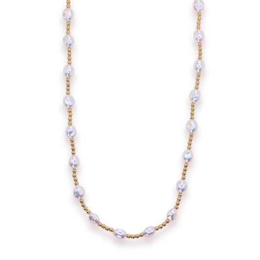 Beaded Blondes Bri Pearl Necklace in Gold