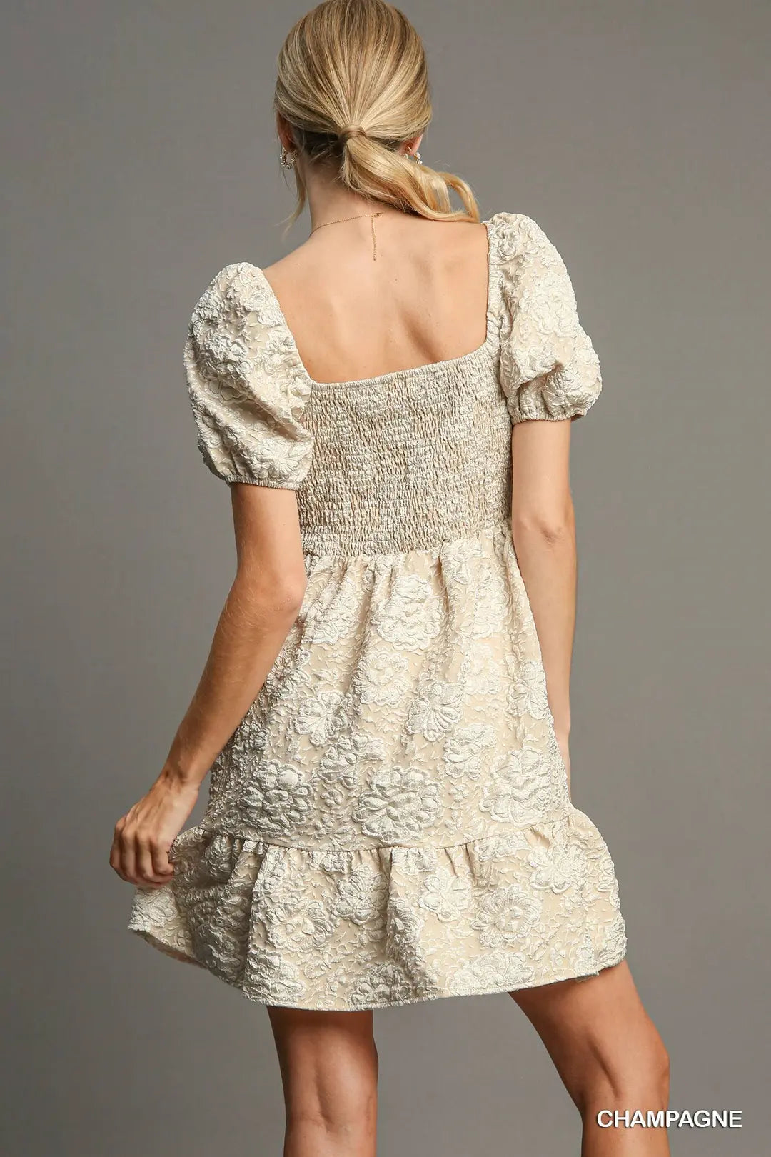 Charming Champagne Jacquard Dress