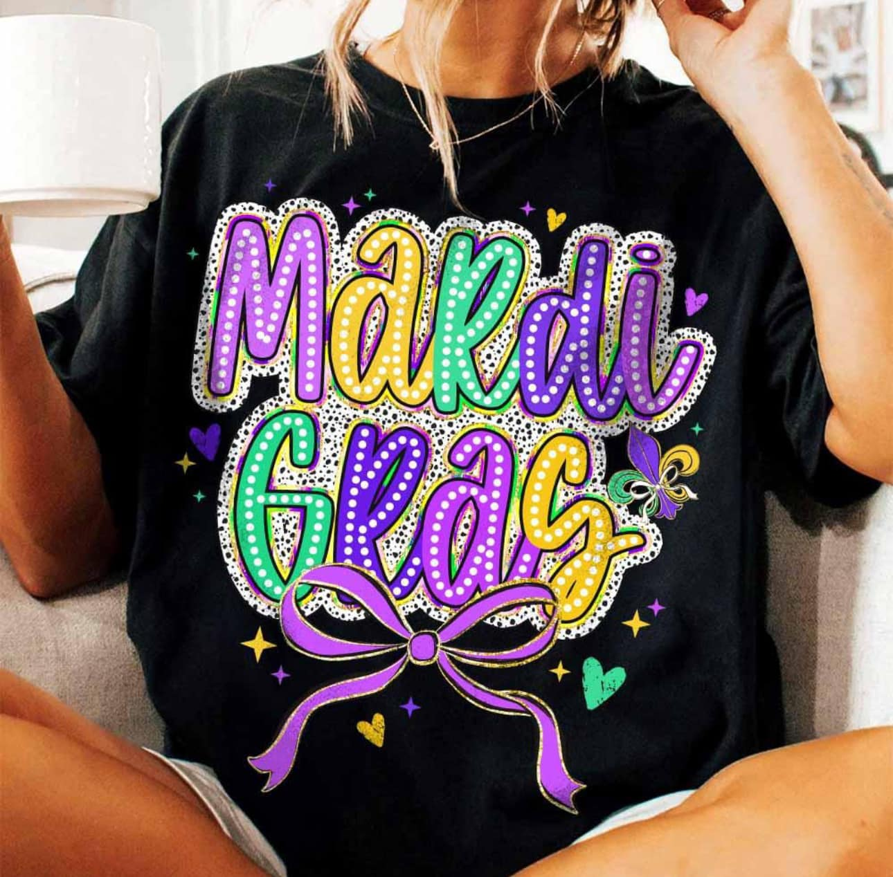 Mardi Gras Bold Bow Graphic Tee