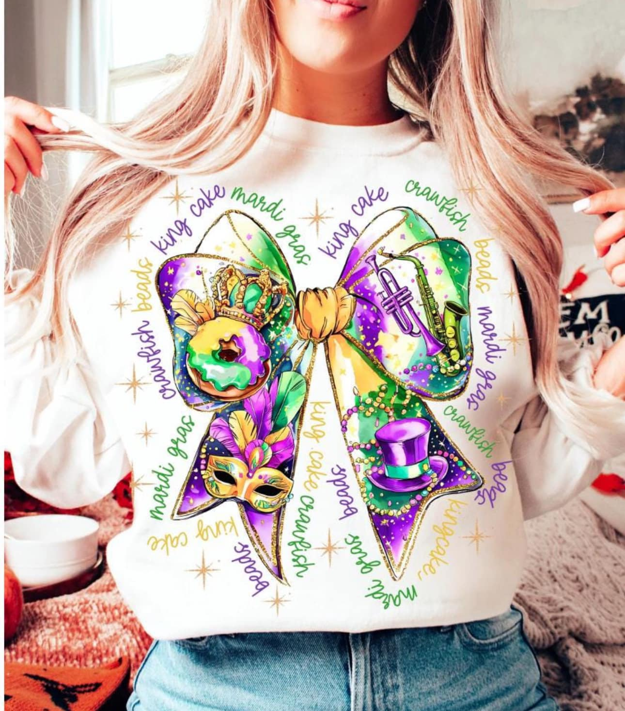 Mardi Gras Bow Graphic Tee