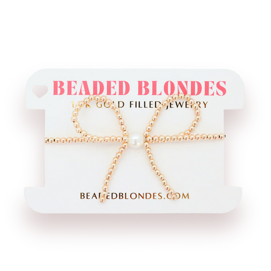 Beaded Blonde Gold Bow Bracelet