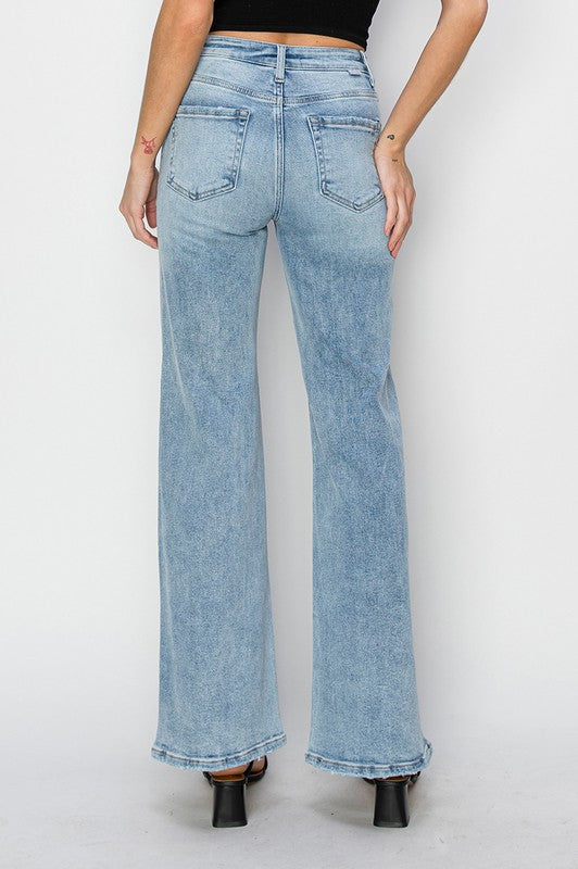 Risen High Rise-Wide Leg Distressed Jean