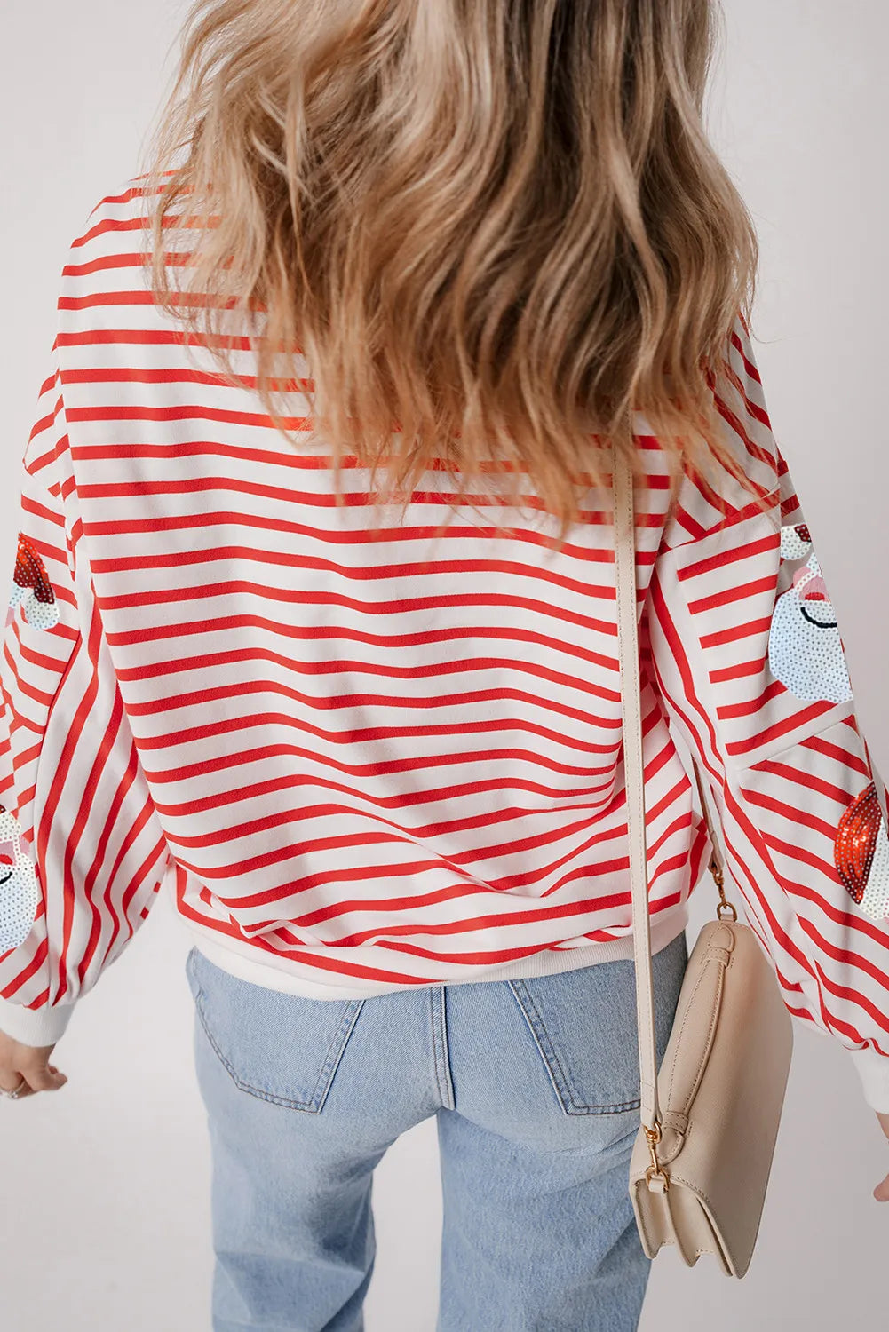 Sequin Santa Striped Sweatshirt