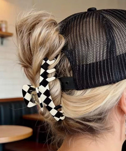Checkered Hat Hair Clip
