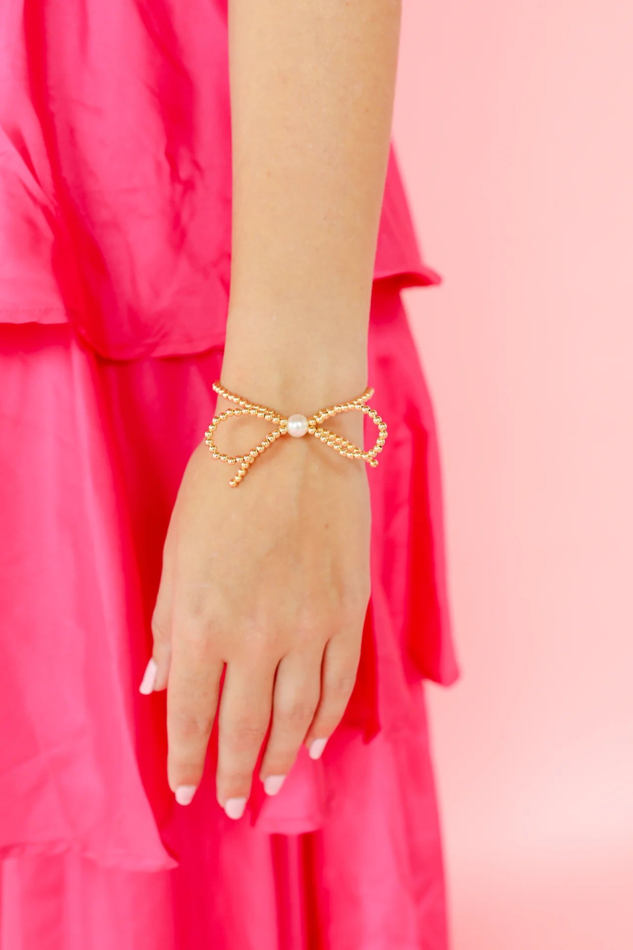 Beaded Blonde Gold Bow Bracelet