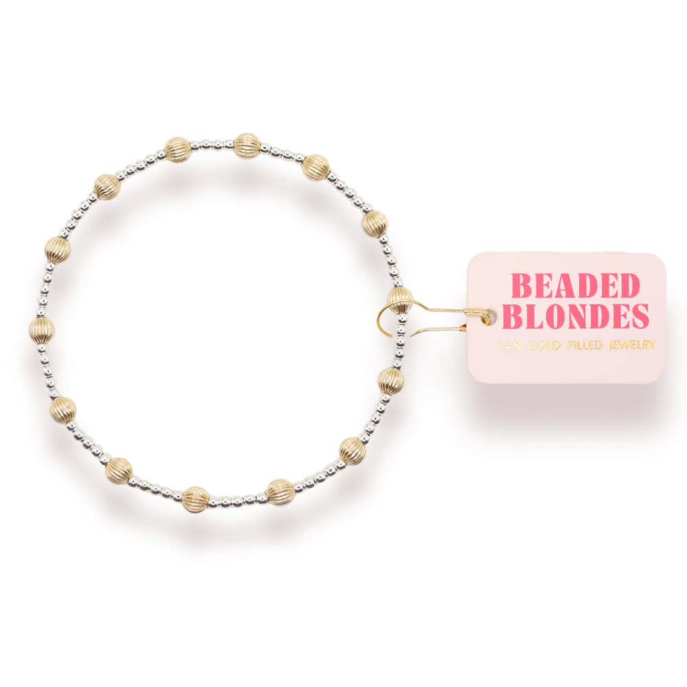 Beaded Blondes June Fluted in Silver with Gold Bracelet
