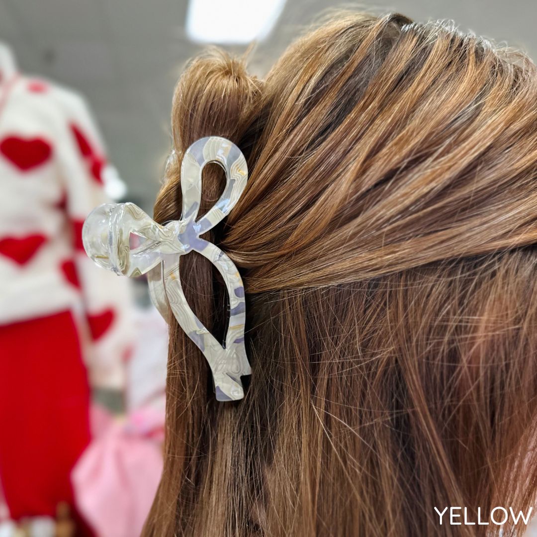 Marble Bow Hairclips