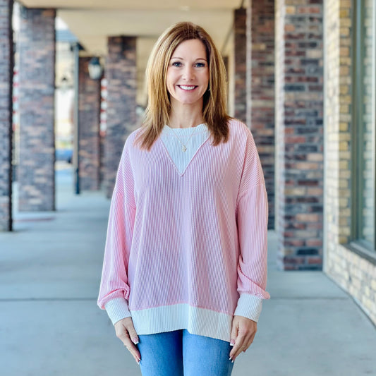 Light Pink Ribbed Long Sleeve