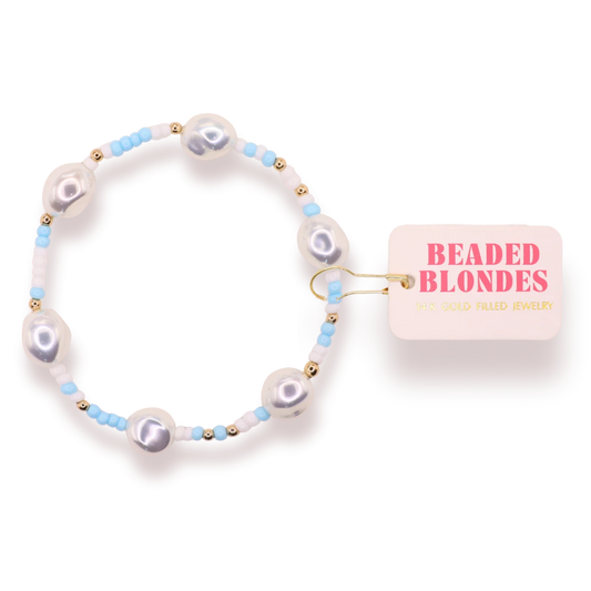 Beaded Blondes Sadie Sprinkle: Powder Blue & White
