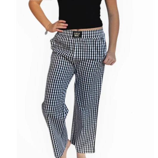 Lulu Mac Gingham Pant: Black