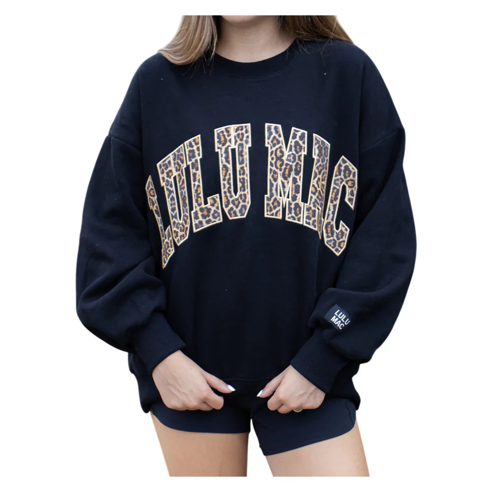 Lulu Mac Leopard Sweatshirt: Black