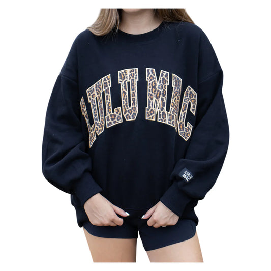 Lulu Mac Leopard Sweatshirt: Black