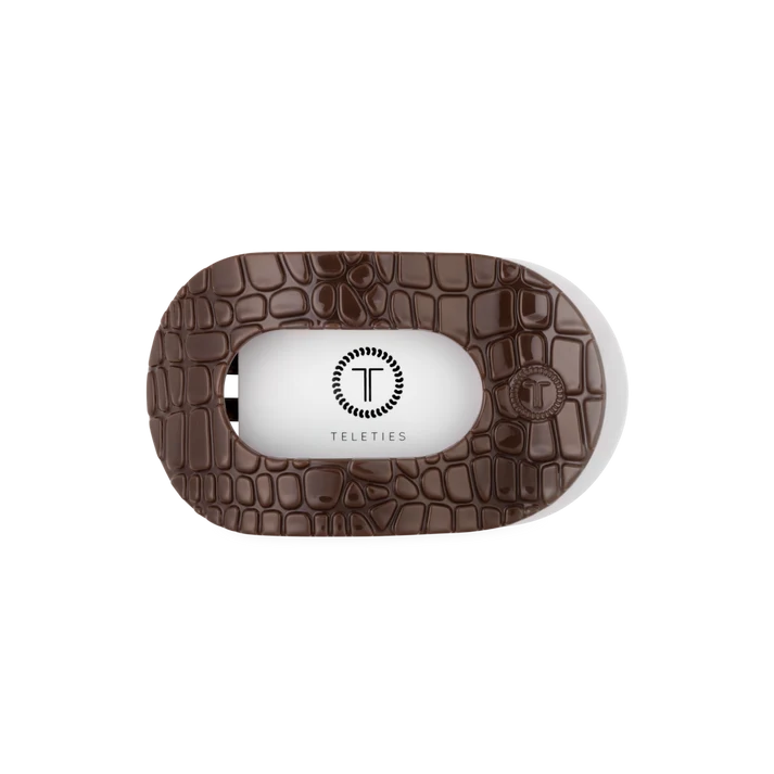 Teleties Brown Crocodile Flat Round Hair Clip