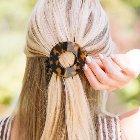 Teleties Tortoise Circle Flat Round Hair Clip