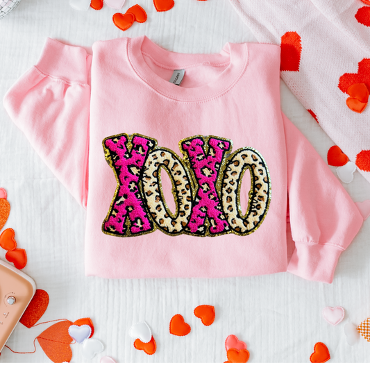 Leopard Xoxo Chenille Patch Sweatshirt