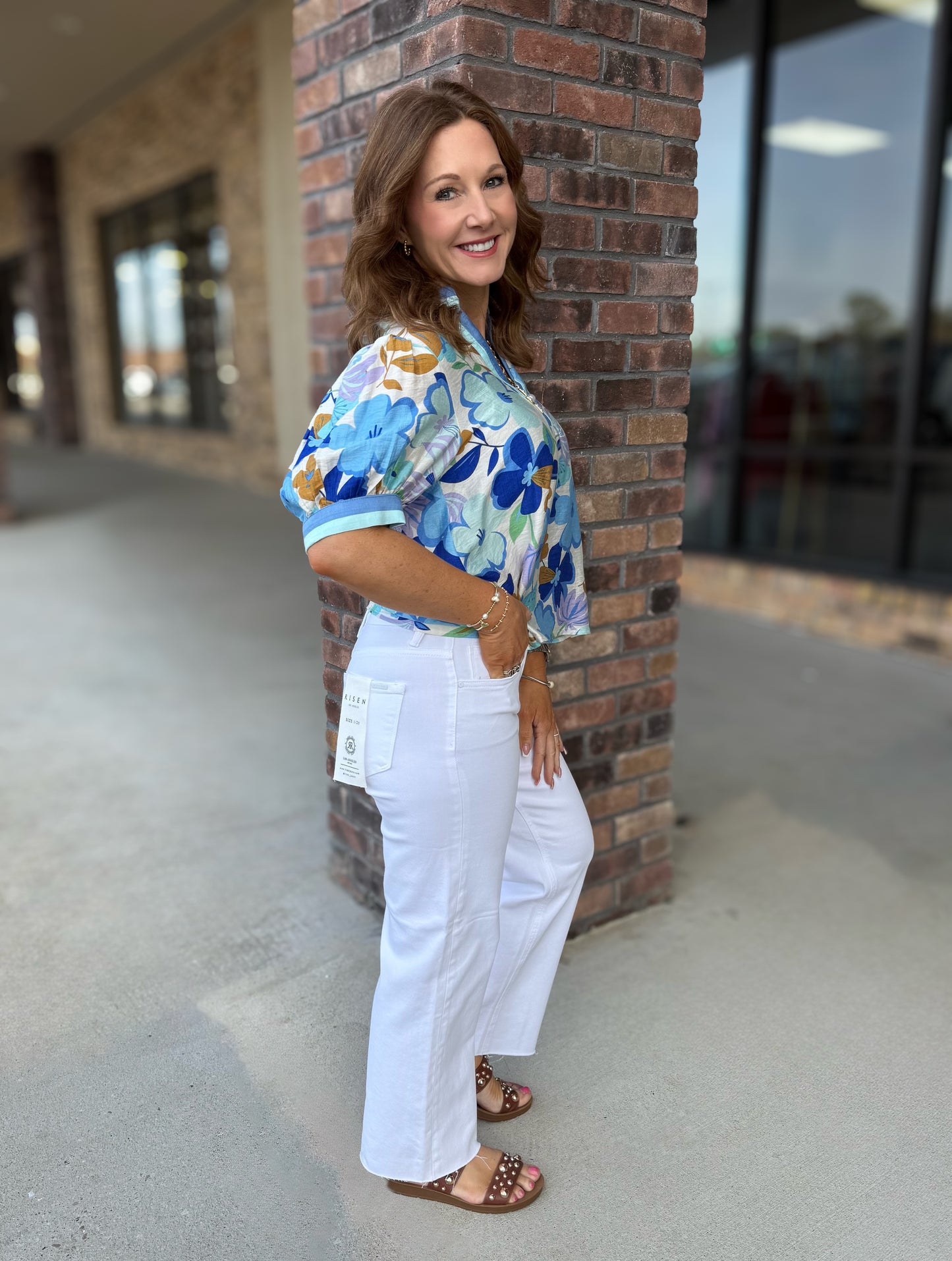 Risen TC Mid Rise Ankle Straight Raw Hem Pant