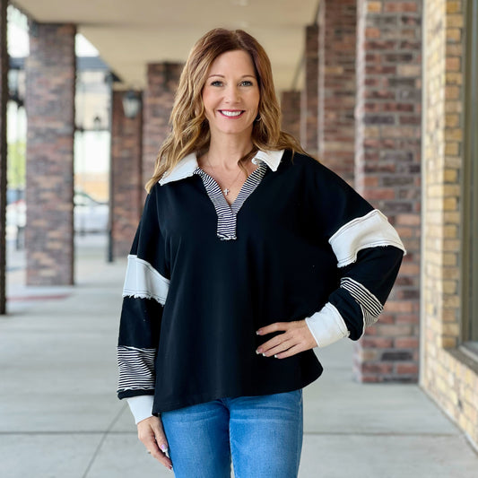 Black & White Collared Pullover