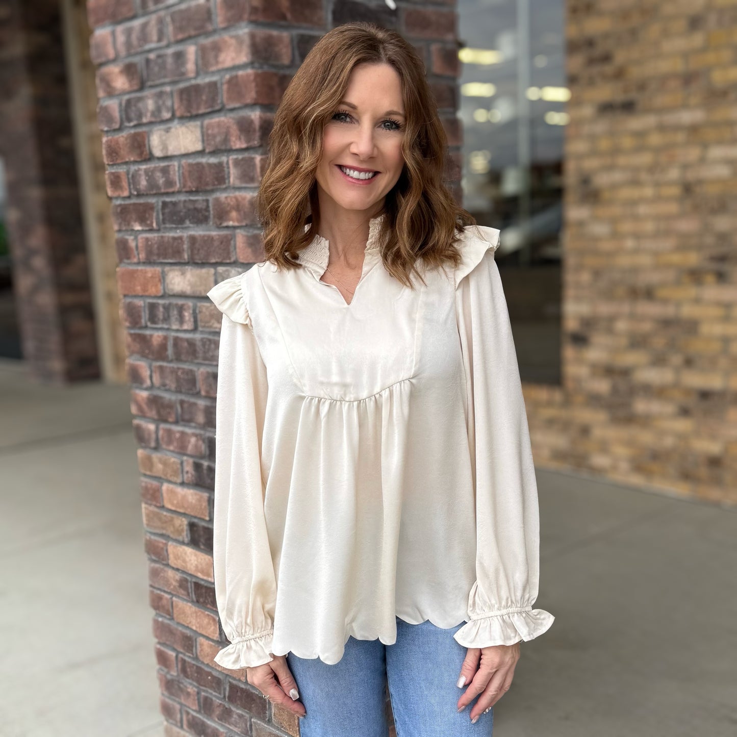 Scalloped Hem Blouse
