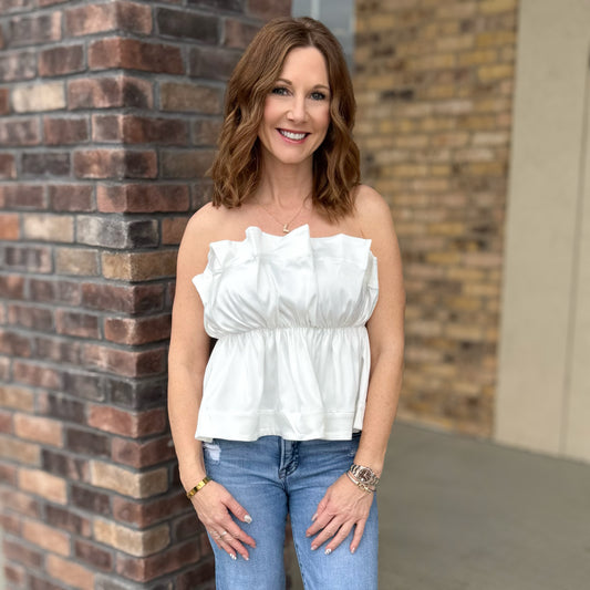 White Bliss Strapless Tube Top