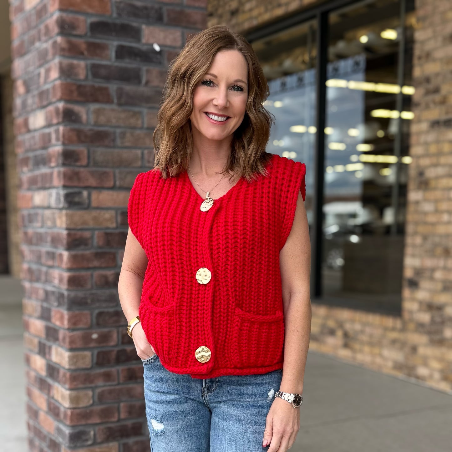 Chunky Red Sweater Vest