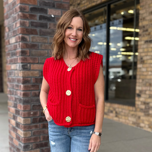 Chunky Red Sweater Vest