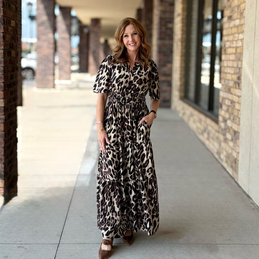 Leopard Print Tiered Maxi