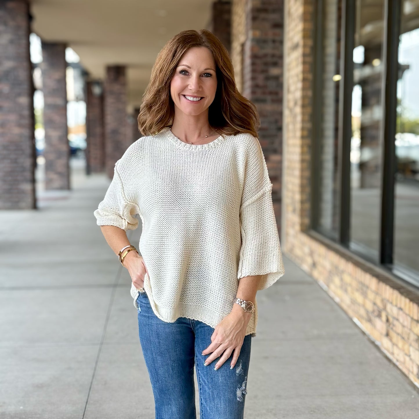 Half Sleeve Chunky Knitted Sweater
