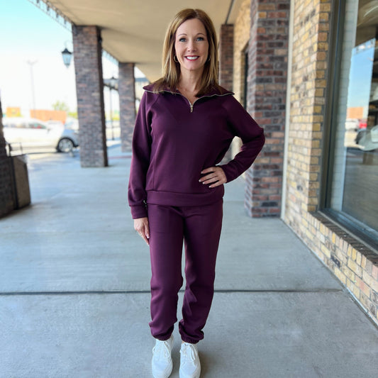 Dear Scarlett Buttery Soft Daytrip Jogger-Wine