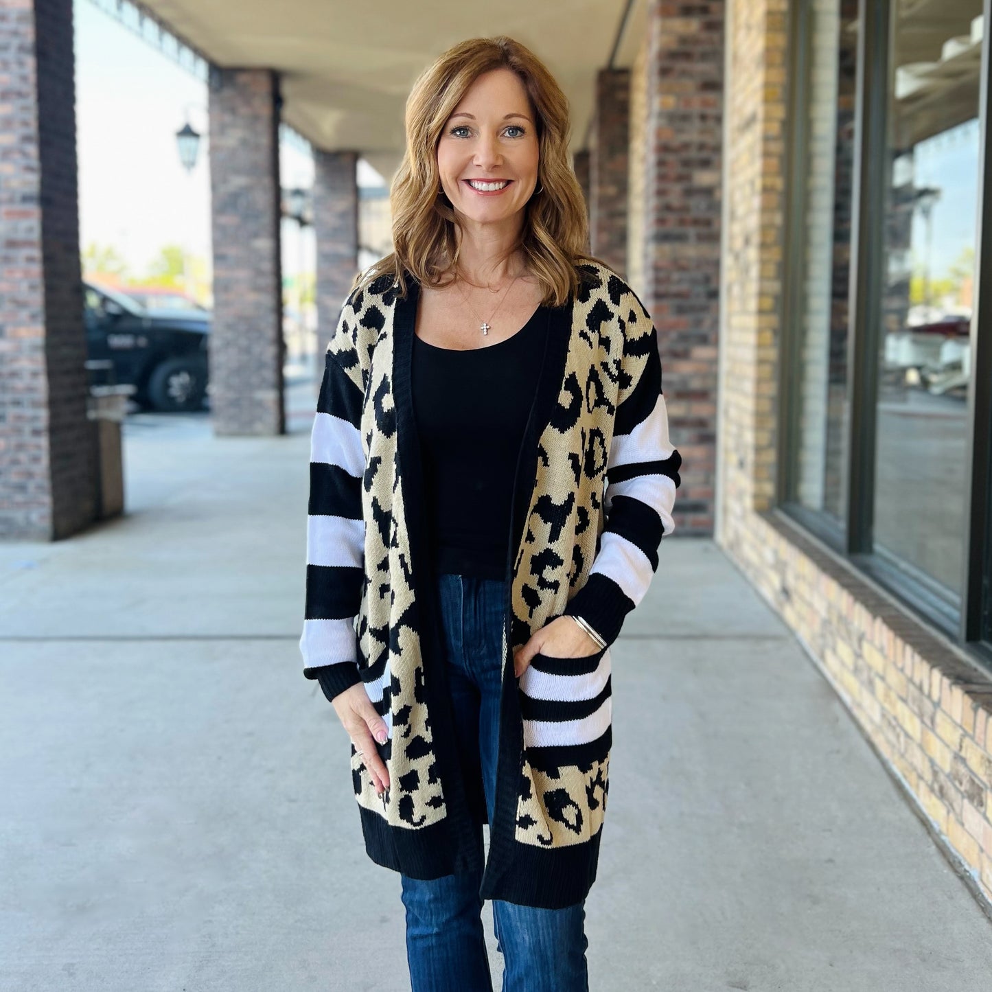 Leopard & Stripes Cardigan