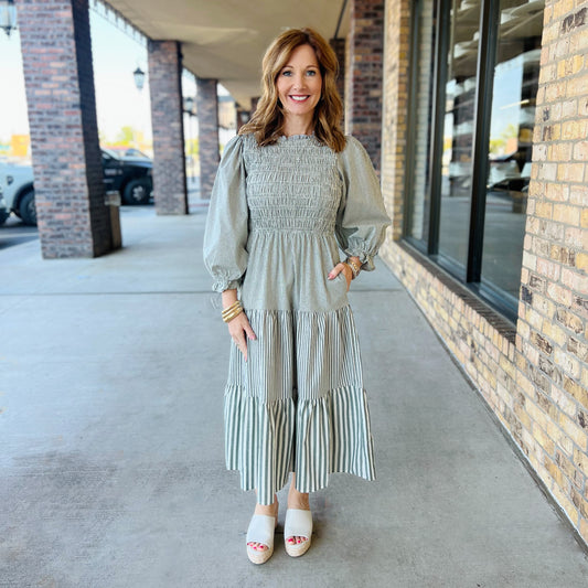 Olive Stripes Dress